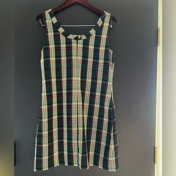 Vintage Y2K Old Navy Plaid Mod Pinafore Academia Mini Dress - Picture 8 of 12